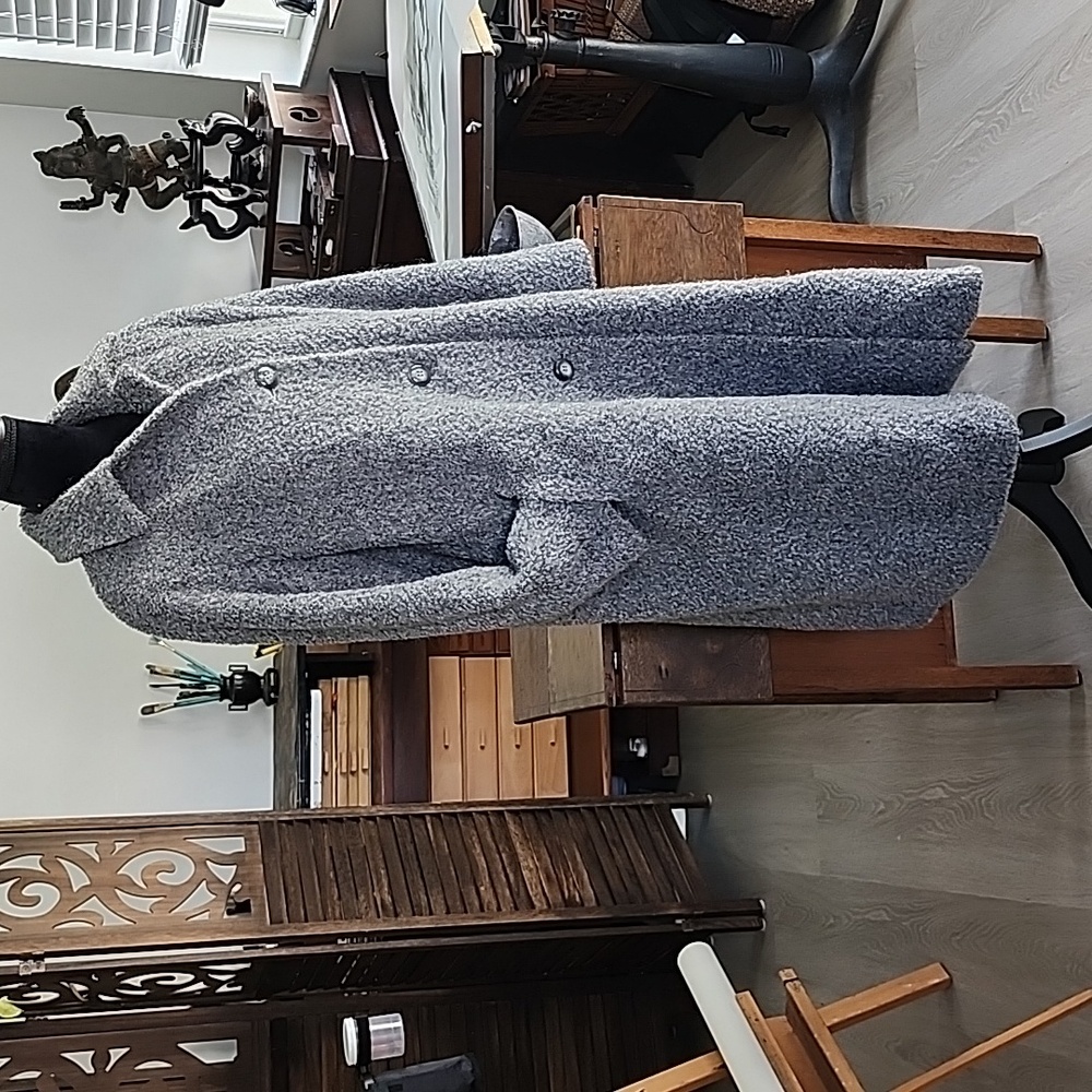 VINTAGE Grey Alpaca & Wool Coat Saks Fifth Av Sz Large Cinza Rocca Italian 1950